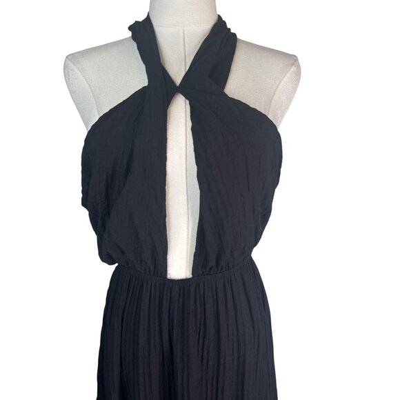 2/$30 Black Lush Size Large Halter Maxi Dress With Open Back & Tiered Skirt - Picture 13 of 16